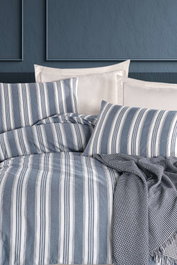 L'essentiel linge de maison Soft Line - Navy Juego de Funda de Edredón Doble